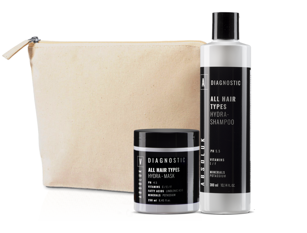 Absoluk Gift Set Hydra - Hydratační set na vlasy šampon + maska + taštička