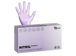 Levně Nitrilové rukavice Nitril Sparkle vel. M 100ks - perleťově fialové, nepudrované